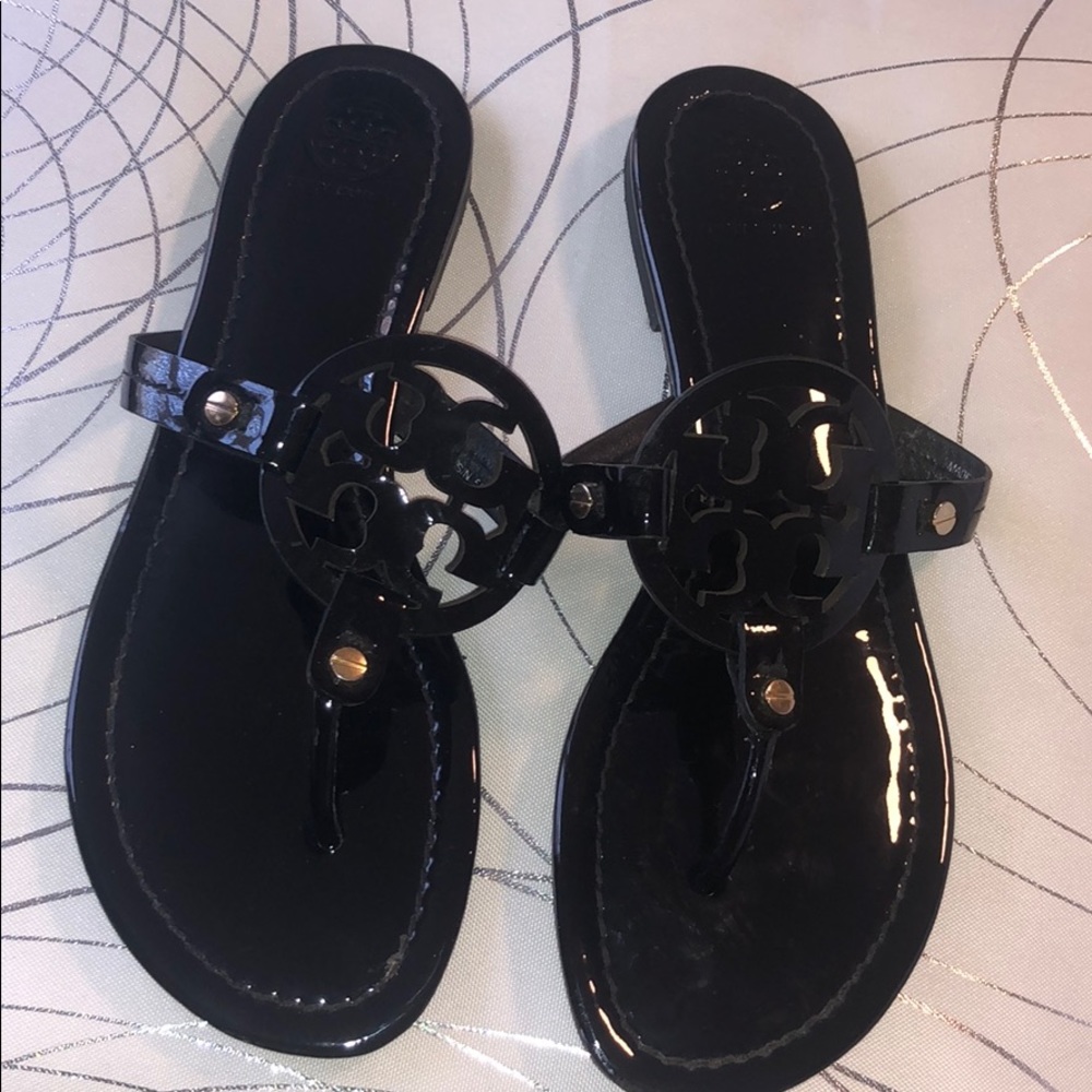 Tory burch black Patent leather Sandals